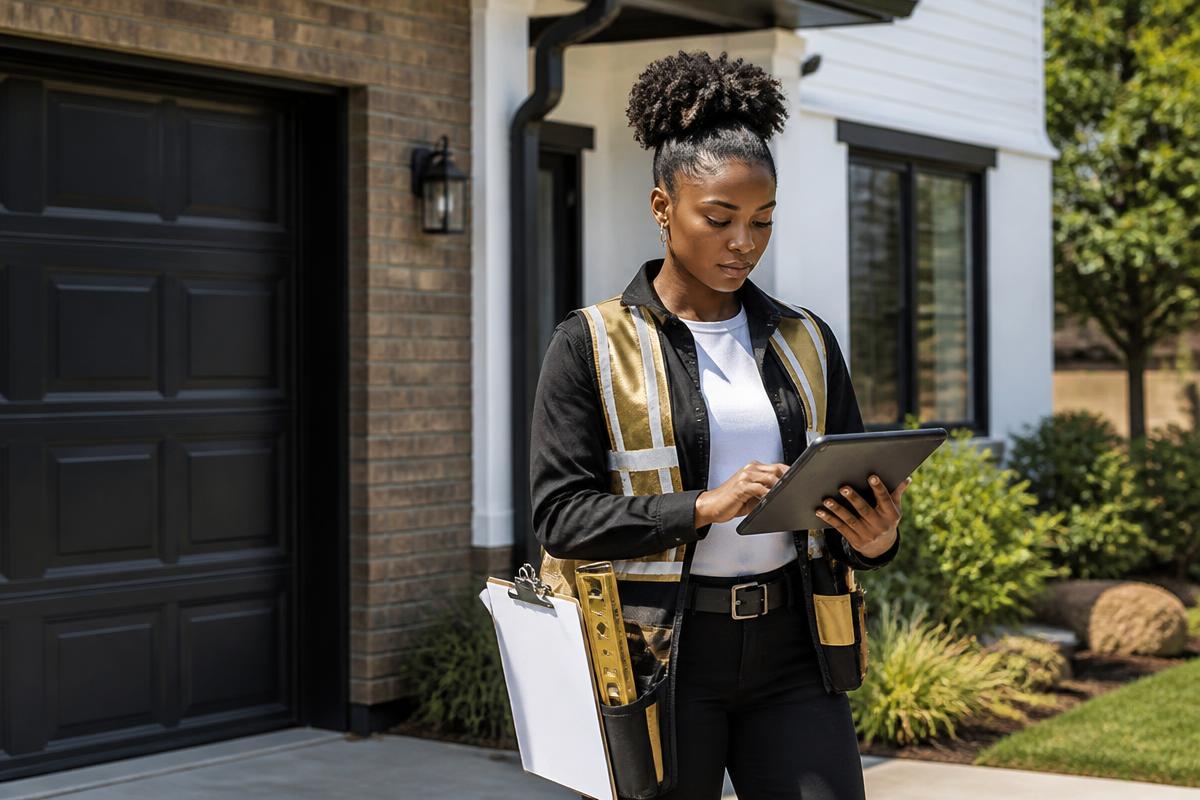 Field inspector documenting a residential property